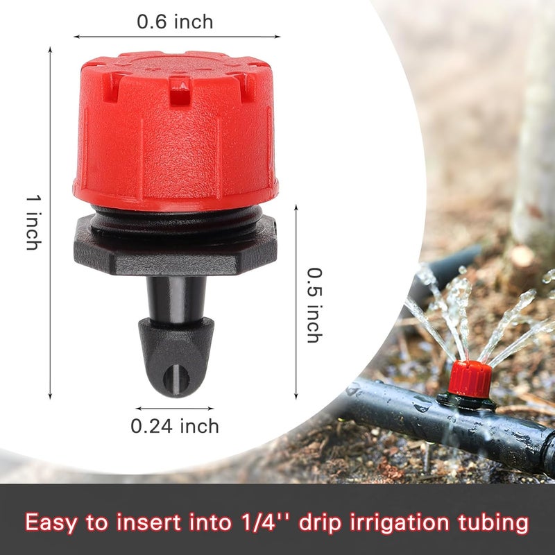 AUGHOA 120 PCS Irrigation Drippers Sprinklers,1/4 Inch Drip Emitters, 360 Degree Adjustable Flow Dripper, 8-Hole Irrigation Nozzles for Flower Plant Watering System - Image 2